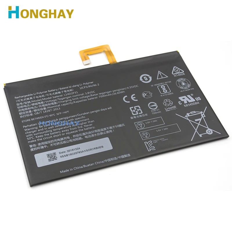 HONGHAY 7000mAh L14D2P31 Replacement Battery For Lenovo Tab 2 TAB2 A10-70F A10-70L A10-70LC TB2 X30L TB2-X30F TB2-X30M Batteries