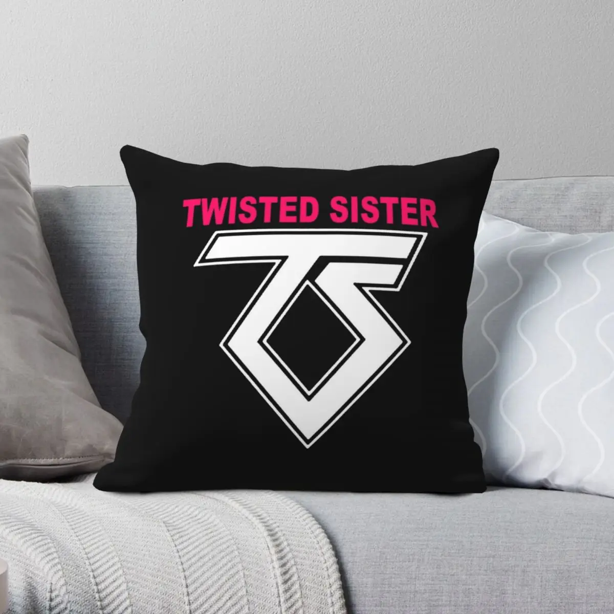 

New Twisted Sister Square Pillowcase Polyester Linen Velvet Printed Zip Decor Sofa Seater Cushion Cover