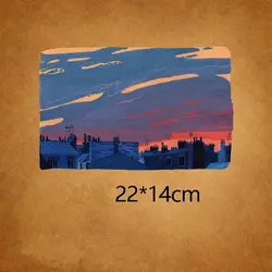 Parches para planchar con paisaje de moda, pegatinas de transferencia térmica, Impresión de decoración, ropa de transferencia de calor DIY, camiseta, 22x14cm