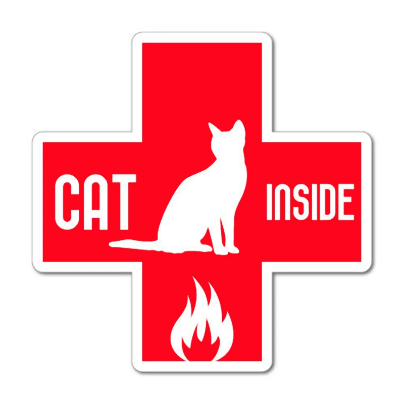 15*15cm Cat Inside Fire Emergency Sticker Decal Stickers Cute And Interesting Fashion Sticker Decals