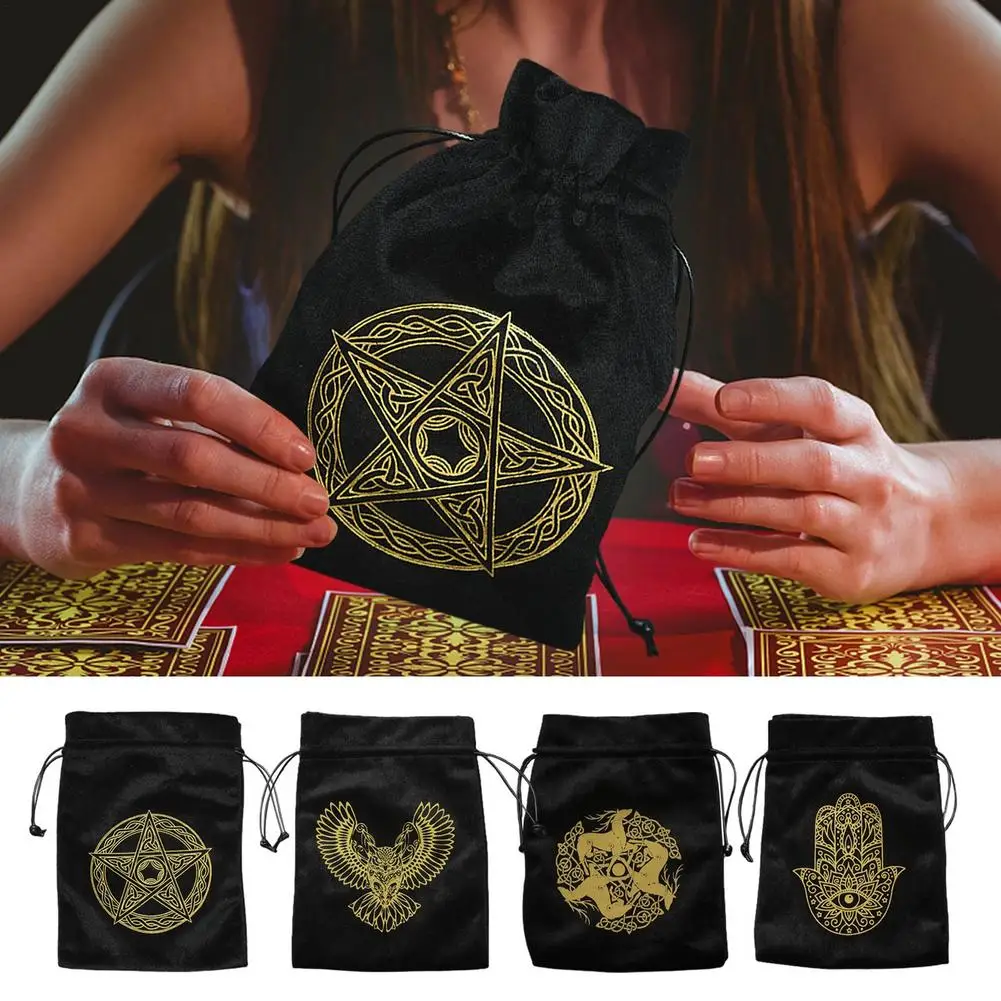 Star Moon Velvet Bag Board Game Tarot Oracle Cards Bag Witch Divination Crystal Storage Bag Jewelry Drawstring Package Multiple