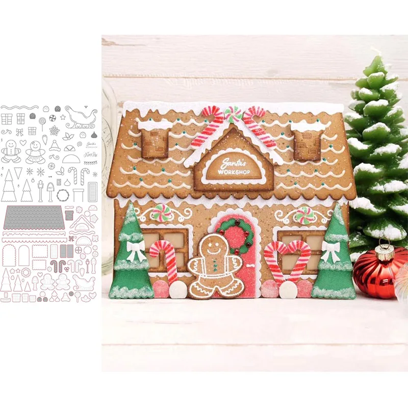 Christmas House Clear Stamp and Cutting Dies Stencils for Diy Scrapbooking Decorative Embossing Handcraft Die Cutting Template