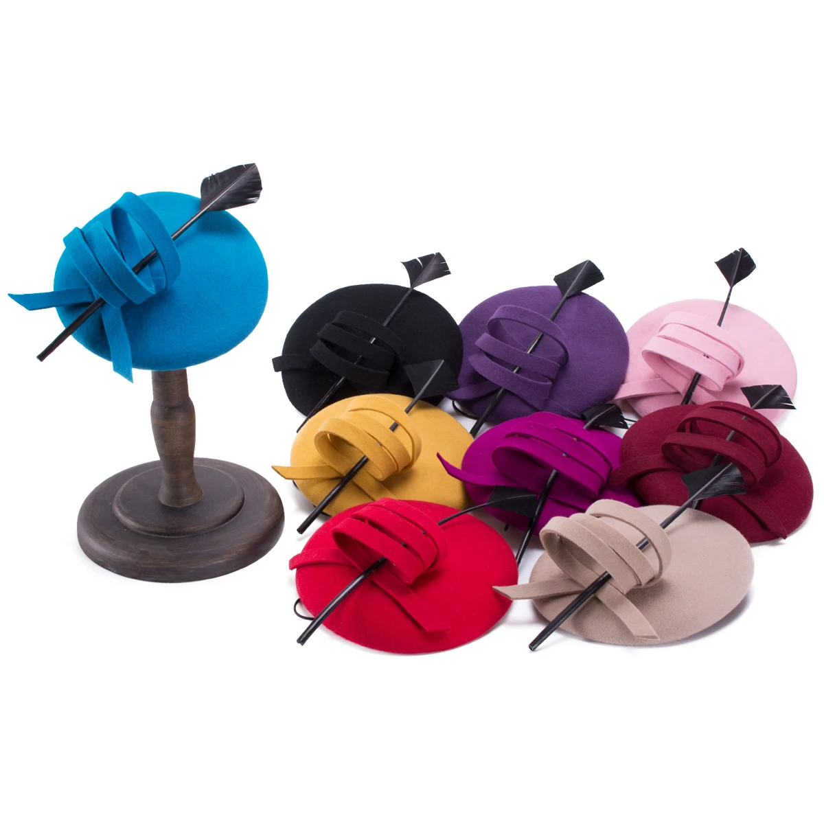 

Lawliet Women Wool Felt Fascinator Cocktail Beret Wedding Church Pillbox Winter Hat A145