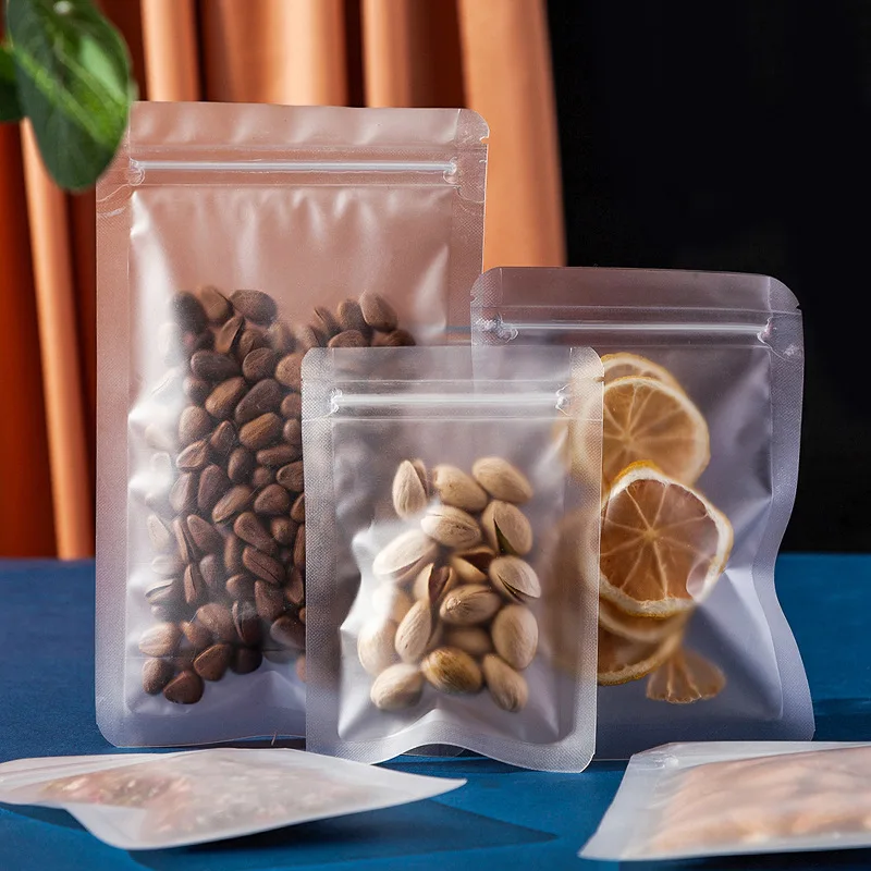 Frosted Transparent Ziplock Bag Clear Plastic Storage Bag Snack Tea Zipper Bag Packaging Supplies