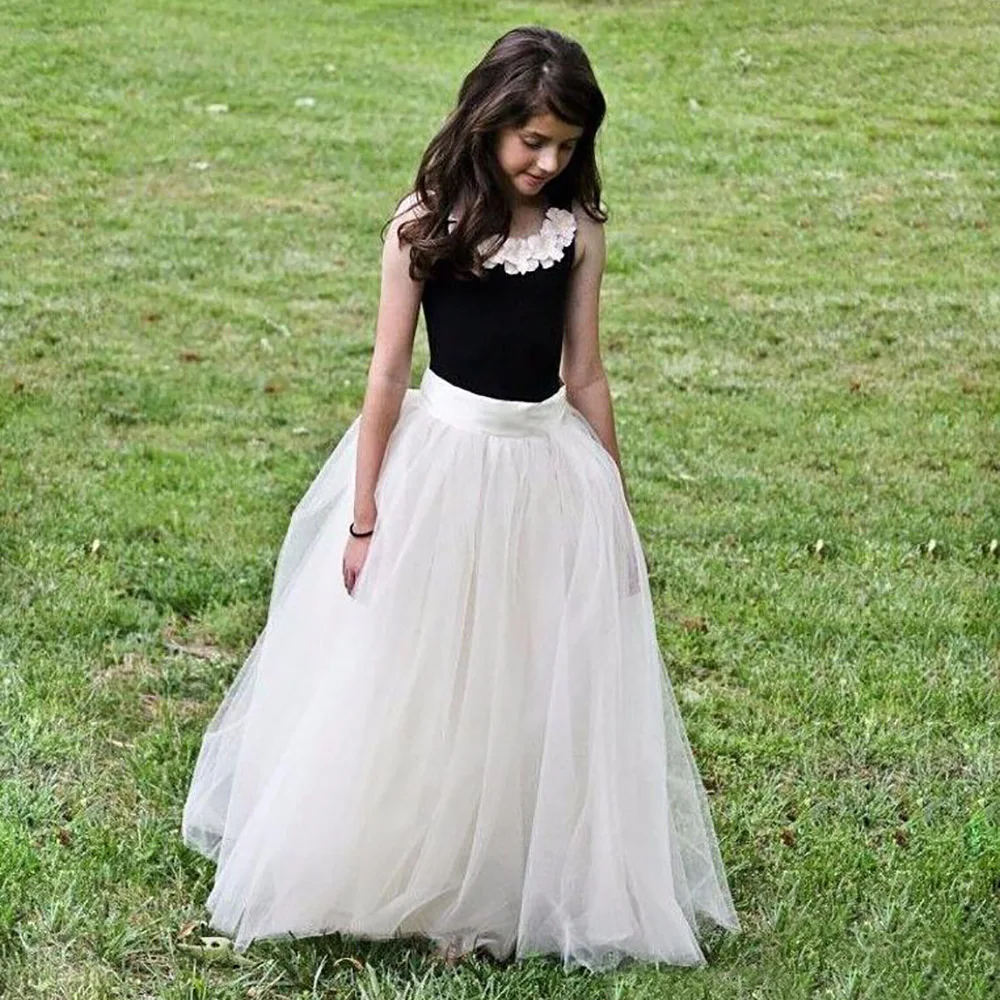 

Two Pieces Hand Made Pageant Flowers New Flower Girls Dresses Kids Formal Wear Birthday Christmas Wedding Party Events Girls