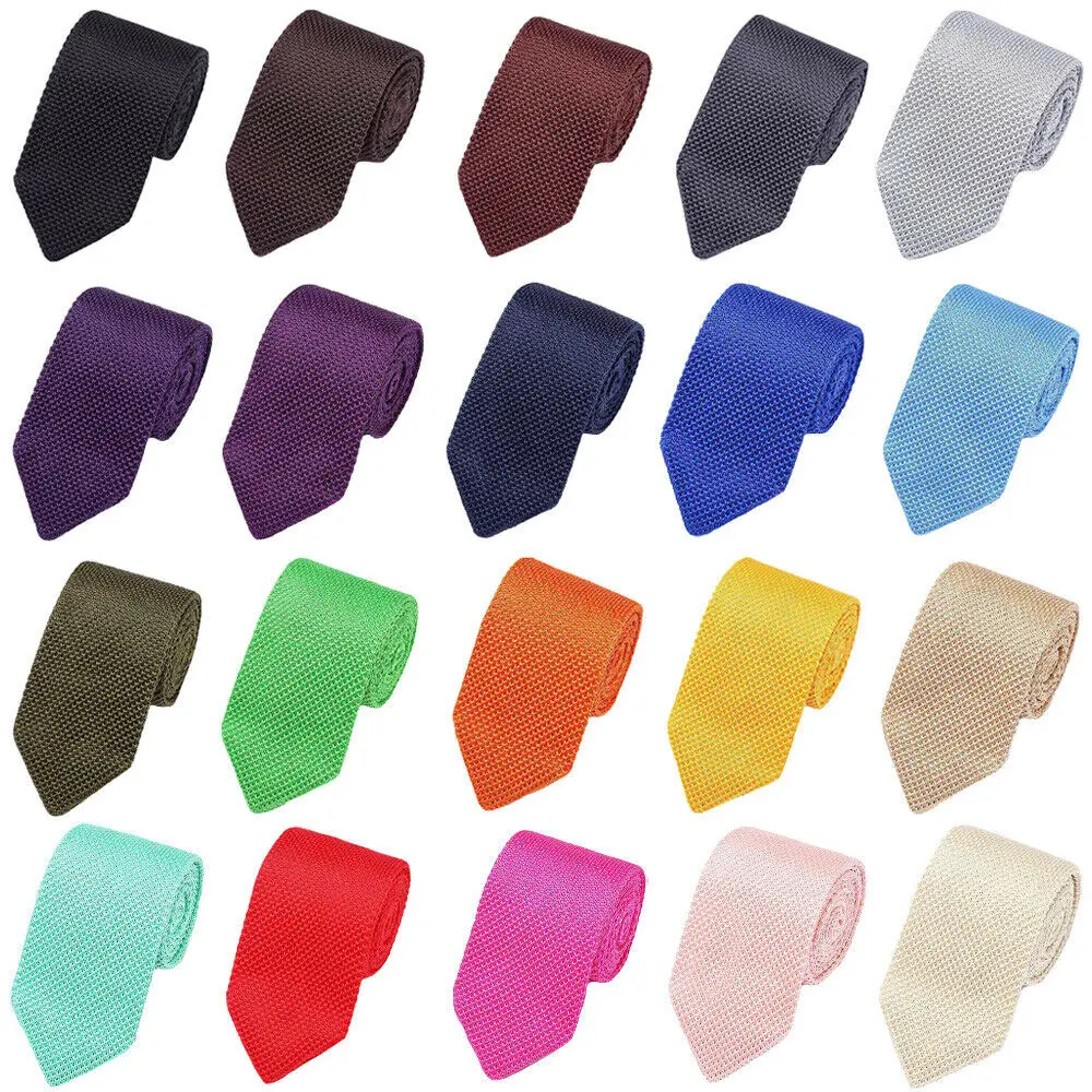 

Men Solid Color Knitted Crochet 7CM Necktie Wedding Party Business Formal Tie BWTQN0319
