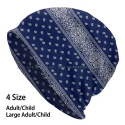 Blue Bandana Print Beanies Knit Hat White Crips Bandanna Bandana Pattern Blue Bandana Camouflage Retro Blood Gang Doggo Hip Hop