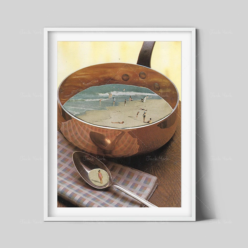 Kitchen prints, Kitchen wall art, Food art, Beach poster, Lunch, Housewarming gift