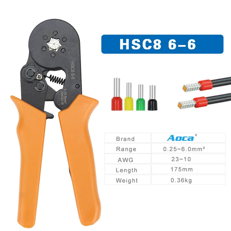 Imagem -02 - Hexágono Hsc8164 4-16 mm 115awg Quadrilátero Tubo Bootlace Terminal Friso Alicate Friso Ferramentas Manuais Hsc8 66 0.25-6 mm 2310awg
