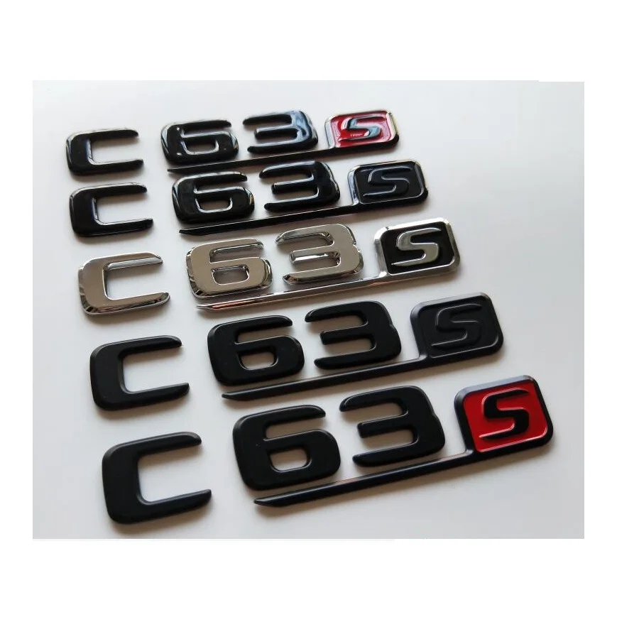 Chrome Black Letters Number Trunk Badges Emblems Sticker for Mercedes Benz W204 W205 C205 S205 A205 C63 S AMG