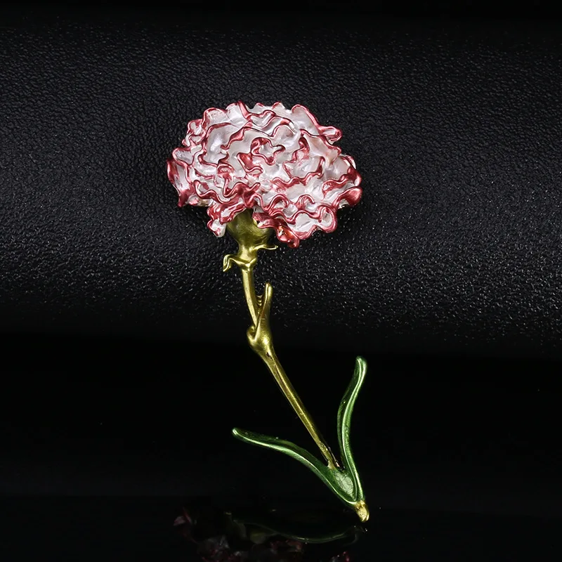 OKILY Beautiful Carnation Flower Brooches for Women Alloy Enamel Red Blue Floral Weddings Party Brooch Pins Mom's Birthday Gifts