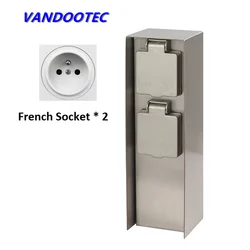 Outdoor Socket Power Socket 3680W 16A 2Pcs French Sockets Waterproof for Garden décor Lawn Mower Hedge Trimmer Garden Socket