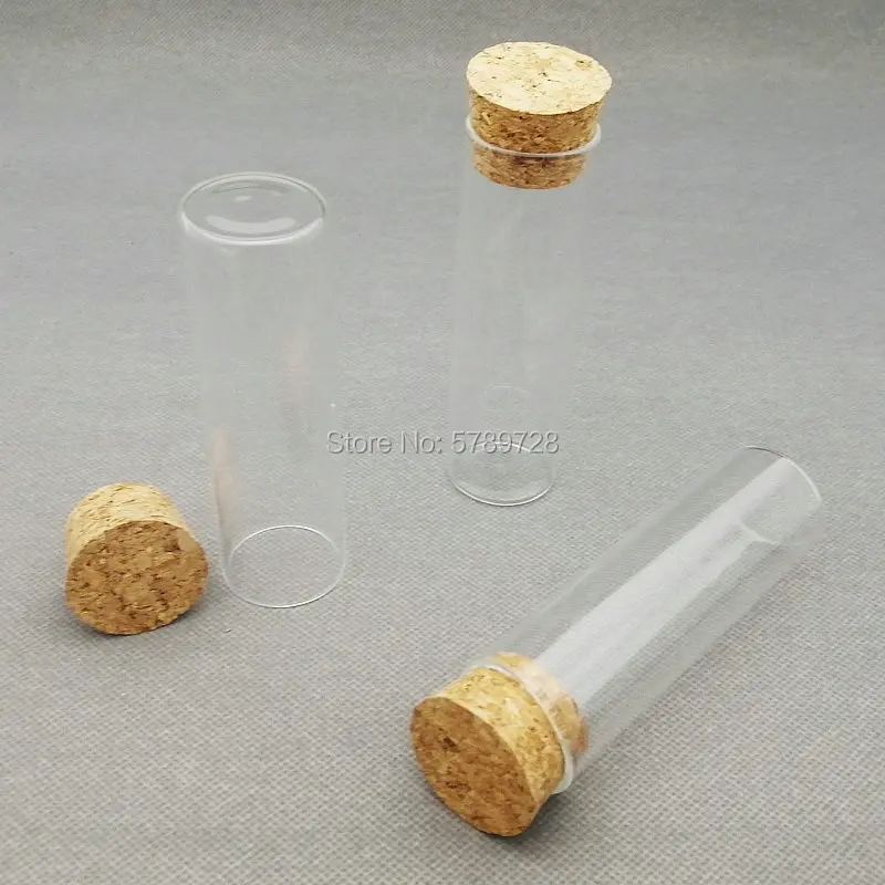 12pcs/lot 30x100mm Glass Flat bottom test tube with cork stopper,Thickened laboratory glass reaction vessel