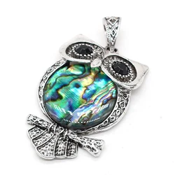 Natural Abalone Shell Pendant Owl Shape Natural Shell Pendant Charms for Making Women DIY Jewelry Necklace Size 30x55mm