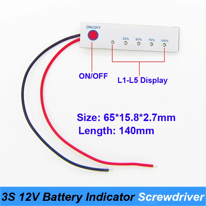 2S 3S 4s 5s 6S 8.4V 12.6V 16.8V 21V 24V 12V indicatore di capacità della batteria al litio per cacciavite Display del Tester della capacità della batteria
