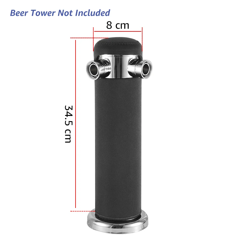 Insulating Beer Tower Cover, Thick Neoprene Tower Cooler Sleeve for 3\'\' Kegerator Column, End the Foam and Ensure Ice-Cold Pours