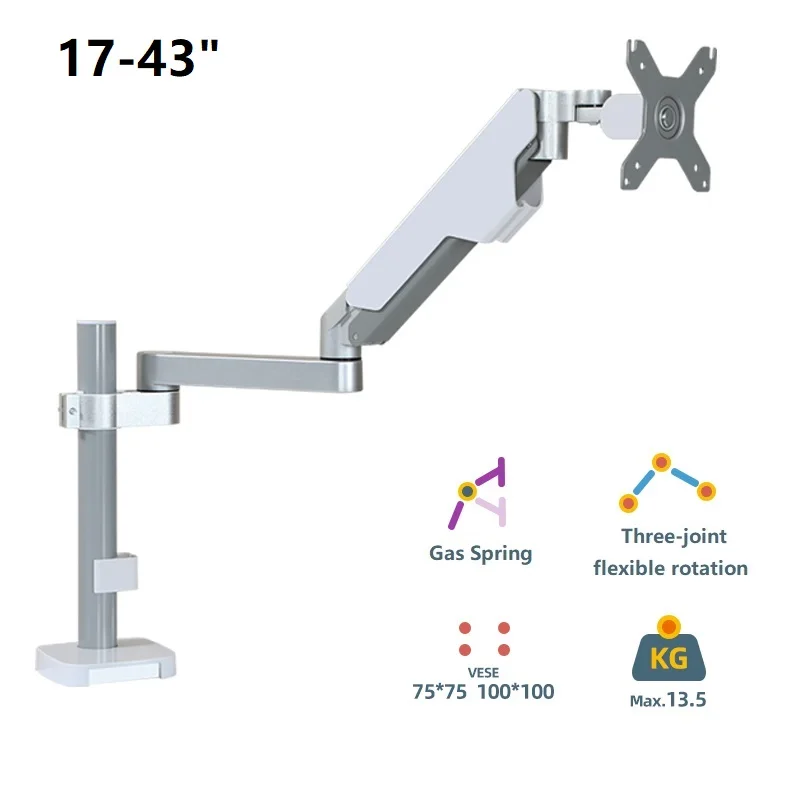 Soporte de montaje para Monitor LCD LED de escritorio, brazo ergonómico para ordenador, Vesa, carga de TV, 13,5 kg, PC H7, 14-43"