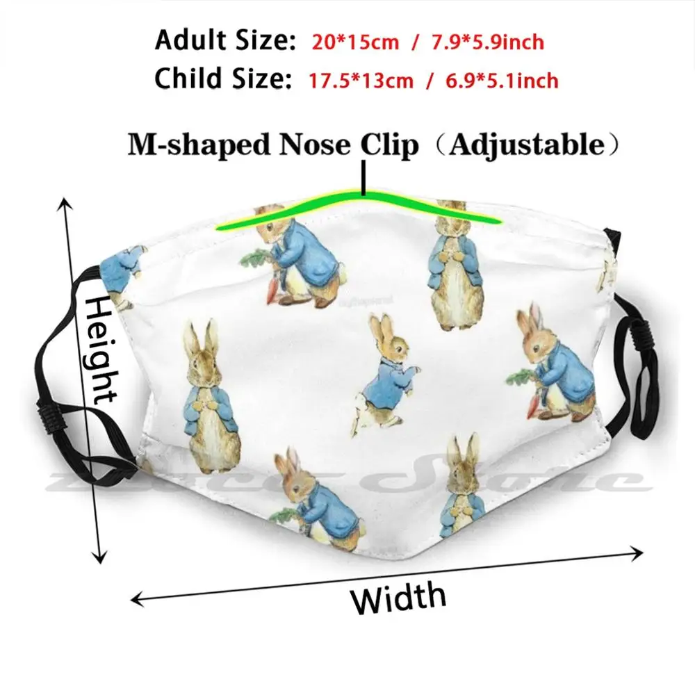 The Rabbit Mask Cloth Reusable Print Filter Washable Rabbit Bunny Easter Peter Cottontail Babies Kids