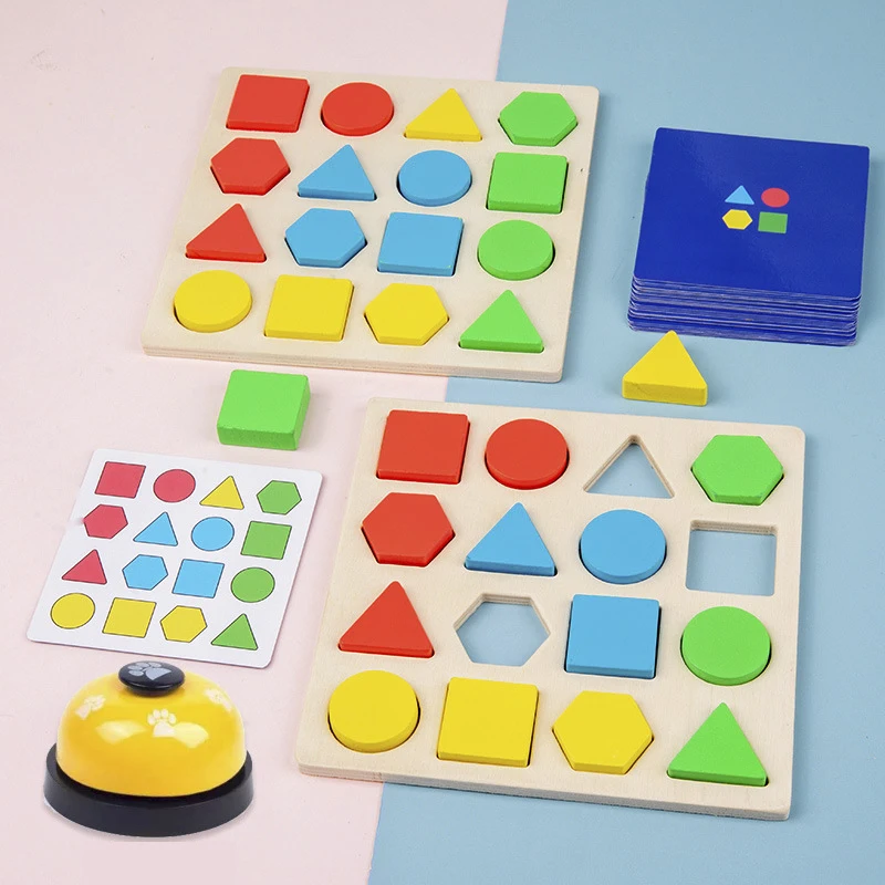 

Montessori Shape Color Geometric Matching Game Memory Chess Sorter Toy Color Sensory Educational Toys For Children Baby