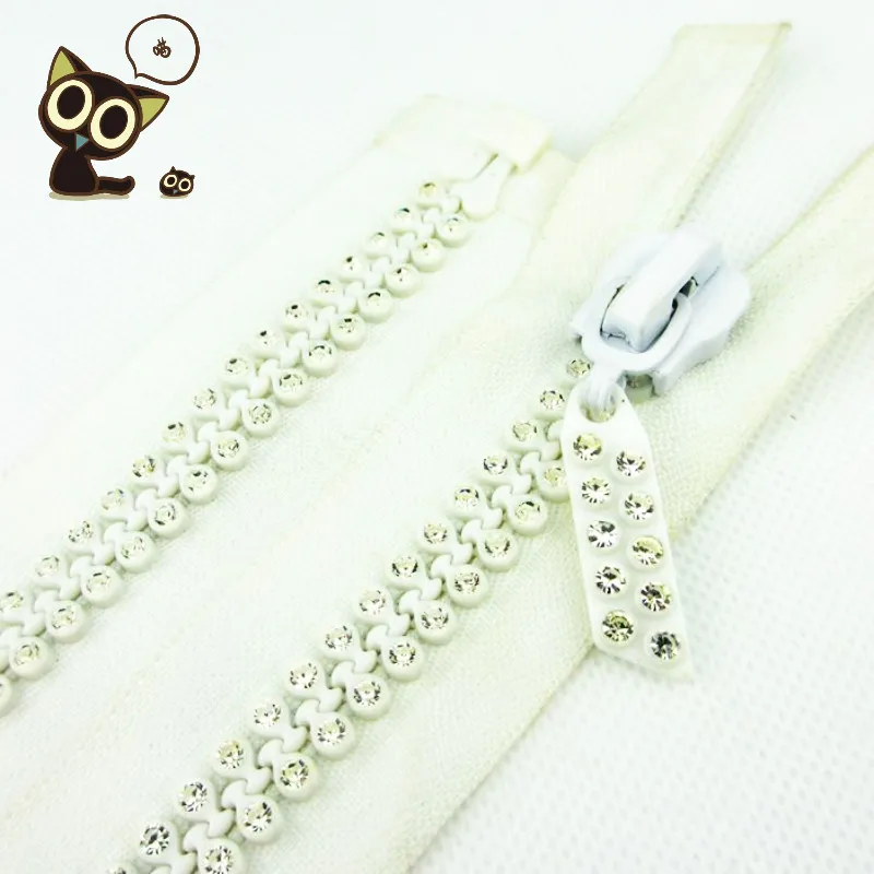 2 PCS/LOT OVERSIZE LONG Decorative Diamond Zipper 90CM BLACK/WHITE OPEN END For WEDDING Clothes FUR COAT Sewing Accessories