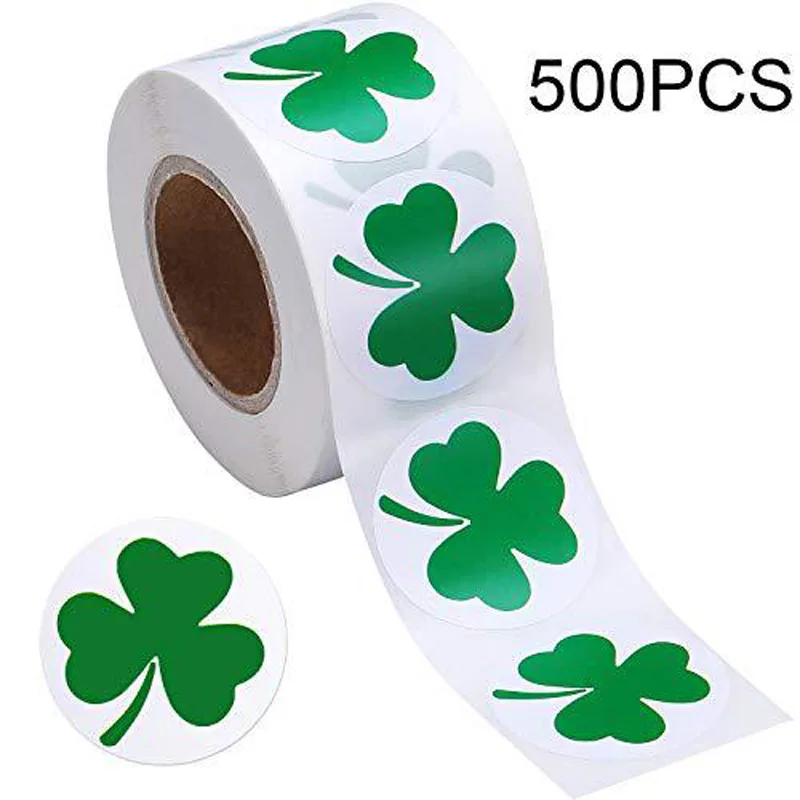 50-500pcs Labels St. Patrick\'s Day Stickers Shamrock Stickers 1inch Adhesive Label for Kids Decoration and Stationery Sticker