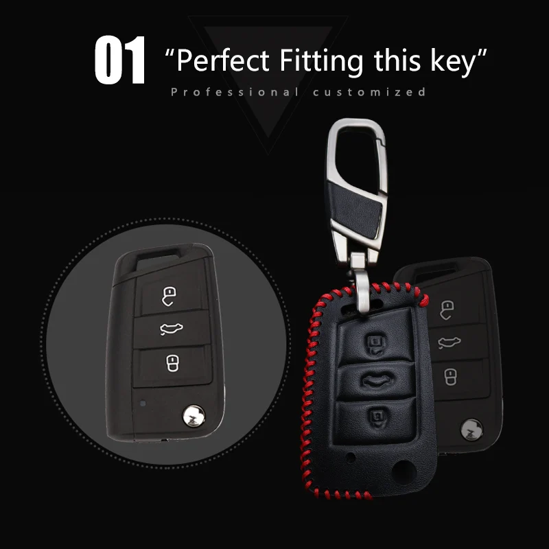 Genuine Leather Car Key Case Cover For Skoda Kodiaq Octavia 2 A5 1 3 A7 RS Rapid Yeti Fabia Superb Karoq Key Shell Accessories