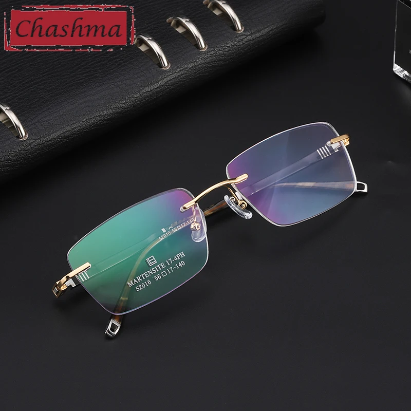

Chashma Prescription Glasses Men Rimless Titanium Optical Gafas Eyeglasses Frames Designer for Recipe Eyewear Spectacle