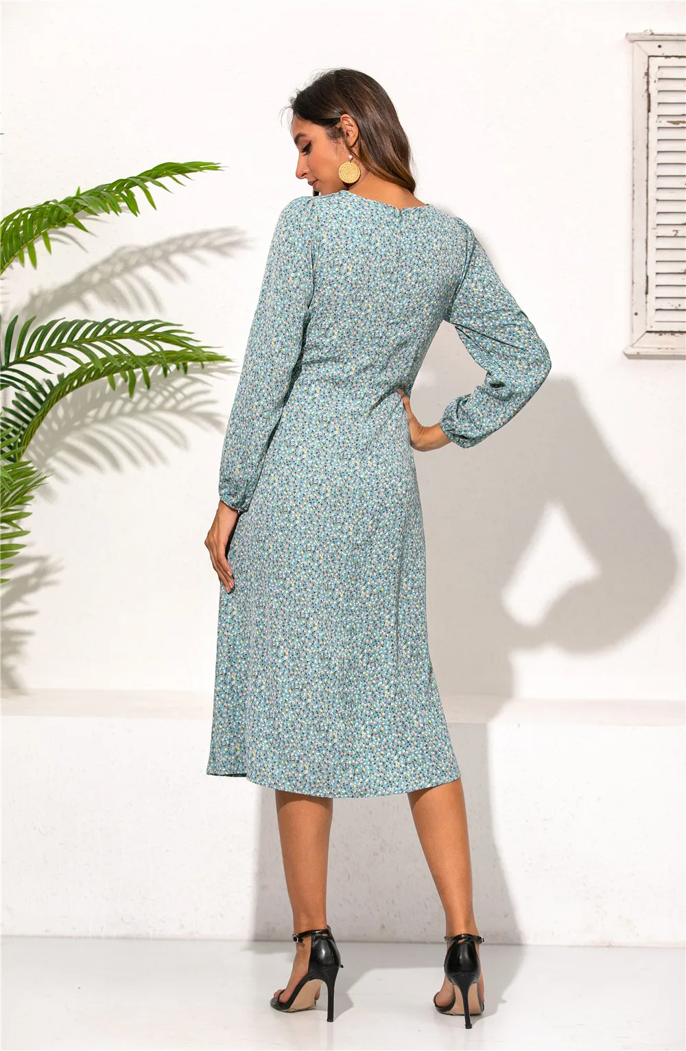 Otoño Primavera Suelto Mujer Vestido Largo Maxi Vestido - details 1