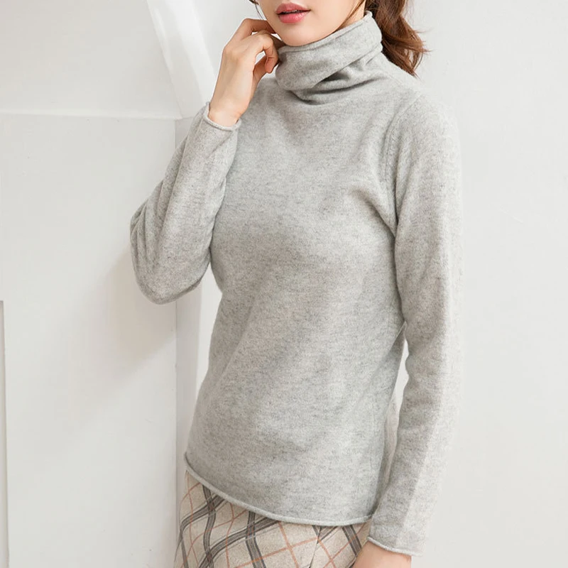 

Women's Sweater 100% Merino Wool Turtleneck Sweater Autumn Winter Warm Soft Ladys knitted Pullover Women Cashmere Sweater