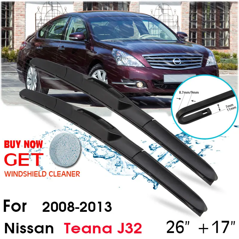 

Car Wiper Blade Front Window Windshield Rubber Silicon Refill Wipers For Nissan Teana J32 2008-2013 26"+17" Car Accessories