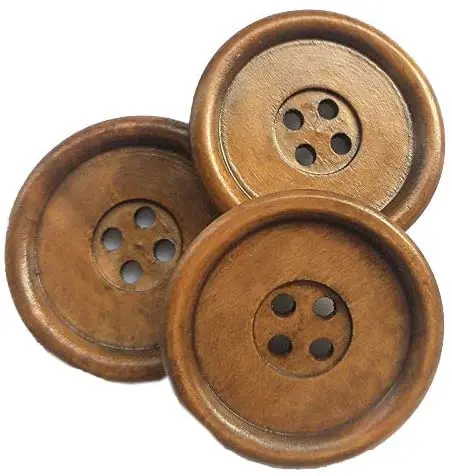 6/18pcs/pack 40mm Natural Wood Round Piping Wooden Buttons Coffee DIY Sewing Scrapbooking For Clothes Handmade 4 Holes