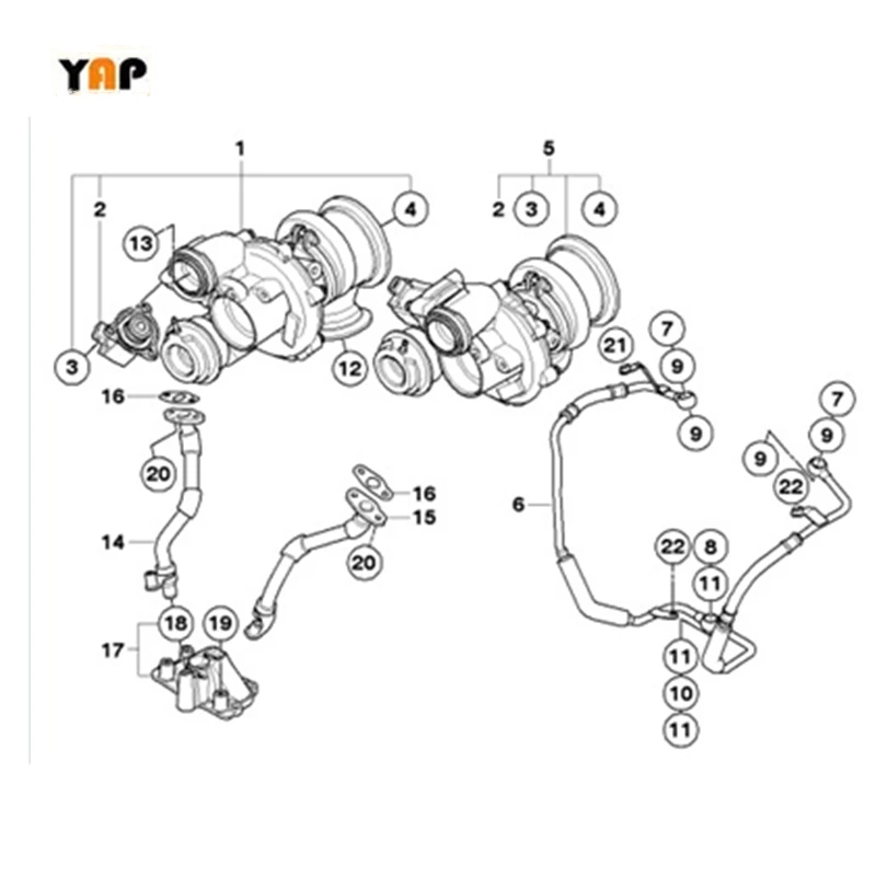 TWIN TURBOCHARGERS FOR BMW 5 6 7 Series X5 X6 5.0L 5.5L 6.5L V8 FRONT Left 11657646092 MGT2256 2008-2014