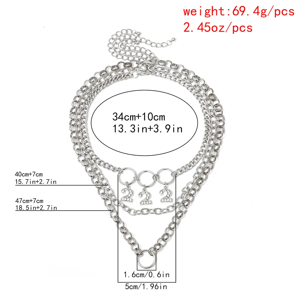 New Vintage Boho Fashion Multilevel Number 2 Crystal Circle Pendant Necklaces For Women 2020 Necklace Jewelry Party Gift image 6