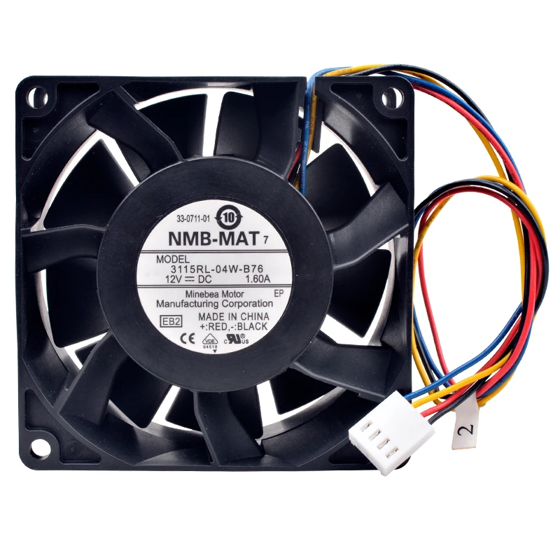 3115RL-04W-B76 80mm fan 8cm 80x80x38mm DC12V 1.60A 4 lines High speed cooling fan for server case