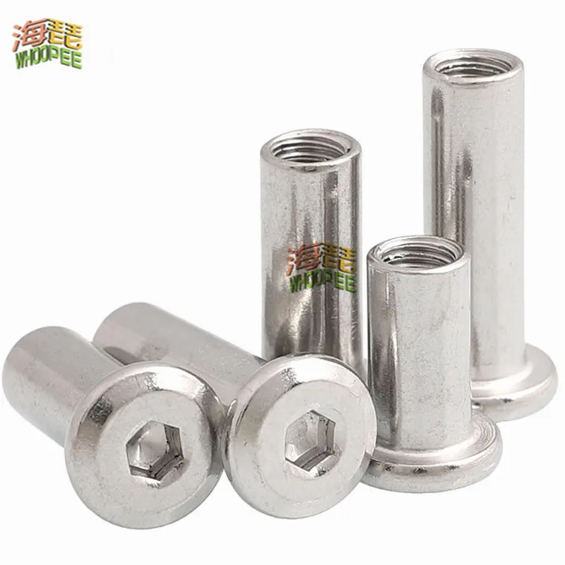 M3 M4 M5 M6 M8 304 Stainless Steel Large Flat Hex Hexagon Socket Head Connector Rivet Furniture Table Cot Bed Round Insert Nut