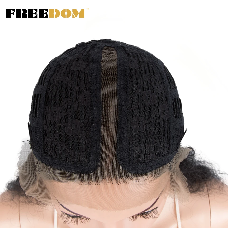 FREEDOM Synthetische Lace-Front-Perücke, lange, tief gewellte Ombre-Blond-Ingwer-Perücke mit Spitze für schwarze Frauen, hitzebeständige Cosplay-Perücke – Detail 14