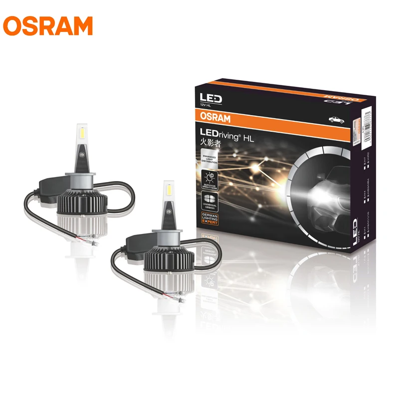 

OSRAM LED H1 HYZ LEDriving 6000K Cool White LED Car Headlight Auto Lamp Genuine Original Bulb 140% More Brightness 46150CW, Pair