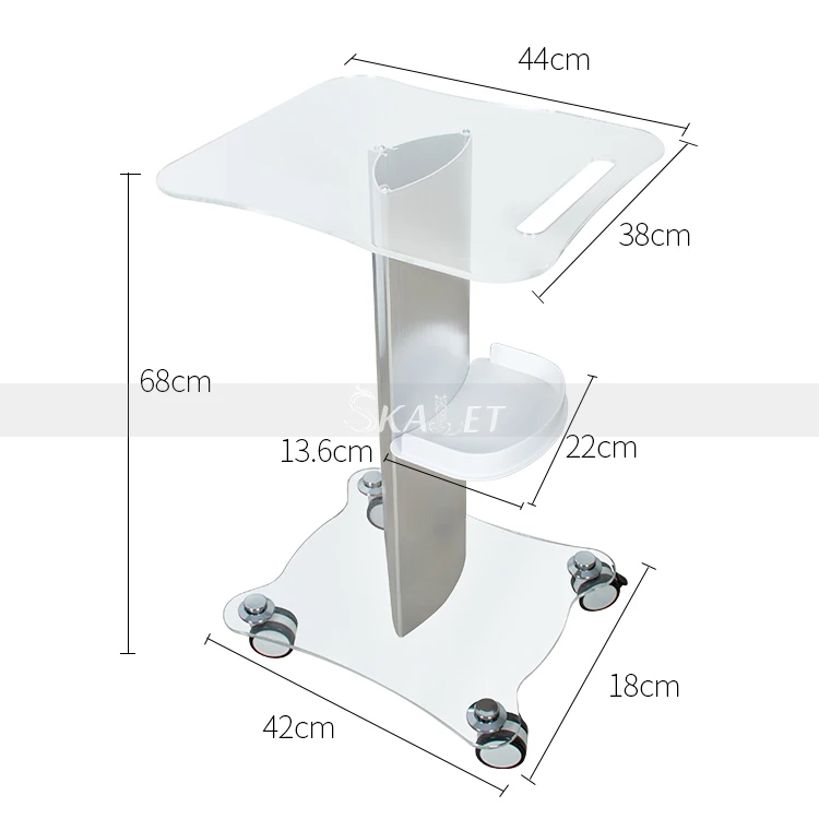 High Quality Rolling Salon Trolley Stand Cart Aluminum Stand Holder for Water Oxygen Peel Beauty Machine