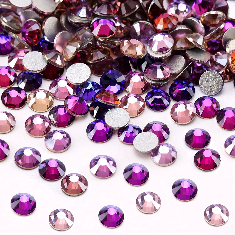 Strass stile viola Glitter cristallo Flatback Strass gemme per unghie in vetro cristalli di diamanti Strass per decorazioni di indumenti