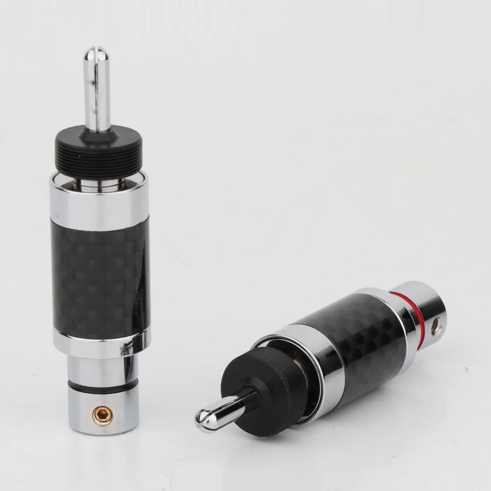 Hifi-Audiostecker, Bananenstecker mit rhodiniertem, schwarzem Kohlefaseranschluss, Lautsprecherkabel, männlich, 9 mm – Detail 14