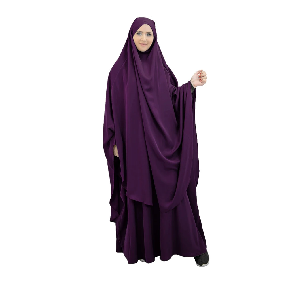 

Islamic Two-Piece Prayer Garment Muslim Women Abaya Robe Hijab Dress Hooded Top Skirt 2 PCS Prayer Set Long Khimar Hajj Ramadan