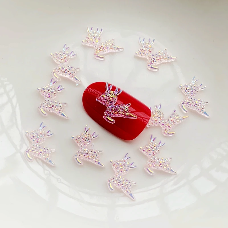 60 قطعة AB كريستال اللون إِلْكَة عيد الميلاد على شكل الراتنج شقة الظهر لتقوم بها بنفسك مجوهرات صنع الاكسسوارات مسمار حجر الراين مسمار ديكور فني #5