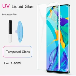 2Pcs UV Full Liquid Glue Screen Protector For Xiaomi MI 10 11 12 12X 12S 13 14 15 Ultra Note 10 Lite Pro MIX 4 3D Tempered Glass