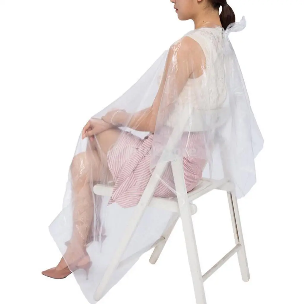 Kit de 50 piezas de capa de corte de blusa de peluquería de plástico desechable, kit