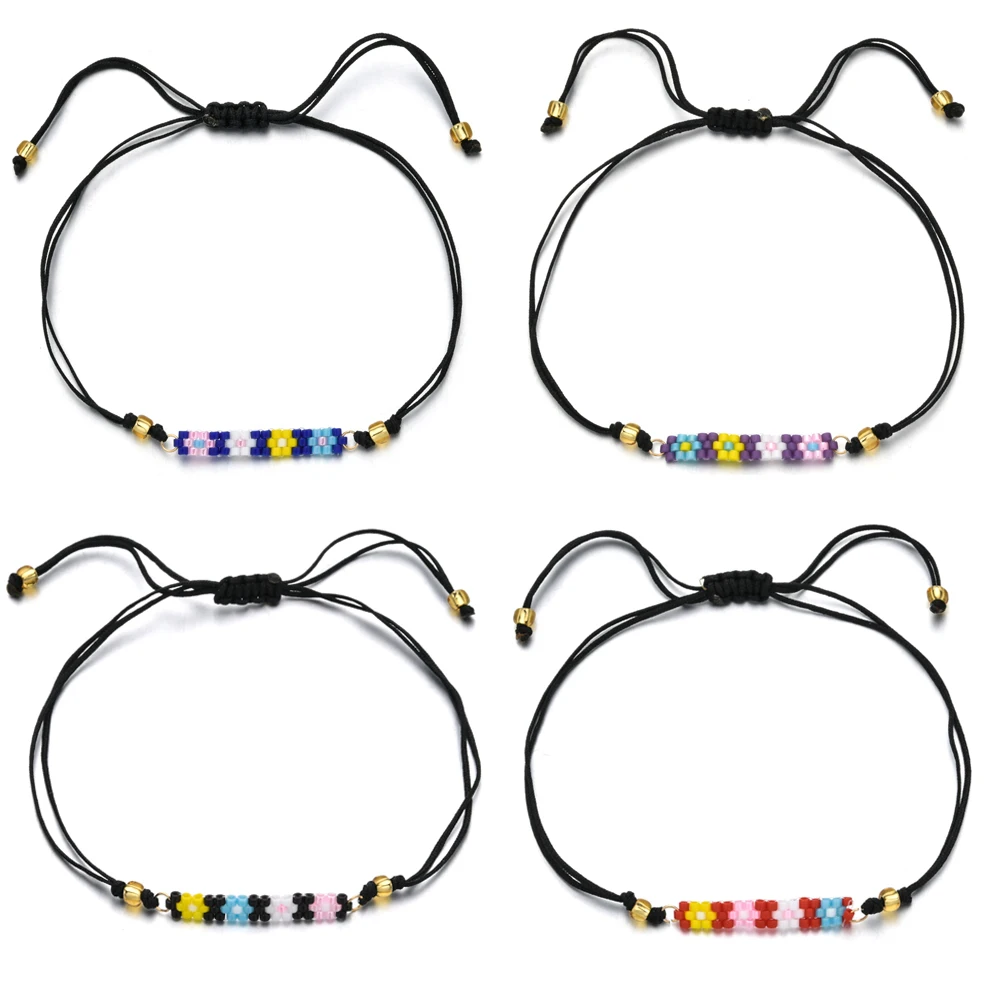 Diy Woven Rope Miyuki Seed Beads Bracelet Boho Santa Claus Elk Bracelet Simple Handmade Friendship Bracelet for Women Gifts