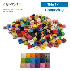 Aquaryta 1000pcs Building Bricks Thin 1X1 Bulk Compatible With Logo 3024 Educational Assemblage Construction Toys Gift for Kids