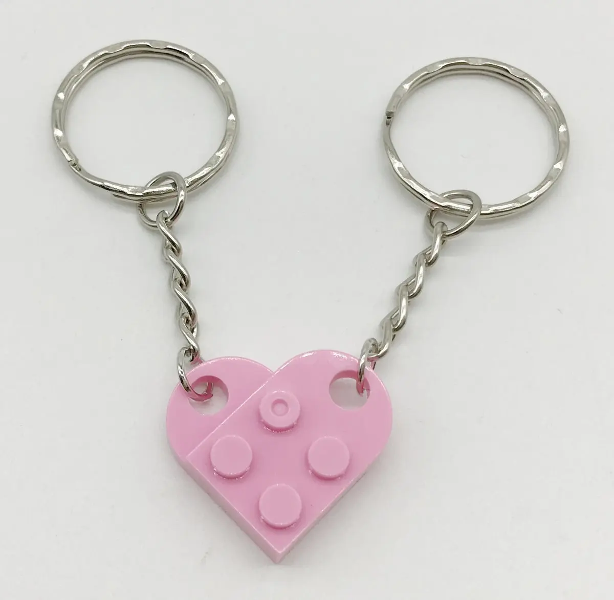 2PCS=1Pair Love Heart Brick Keychain Men Girl Boy for Couples Friendship Women  Elements Key Ring Birthday Jewelry Gift