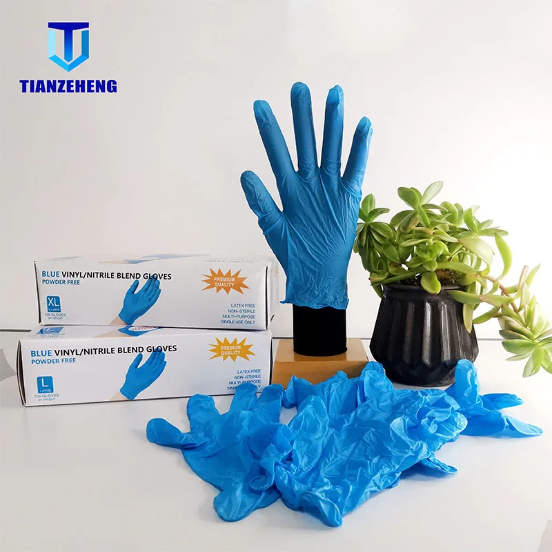 100 / Bag Disposable Gloves Blue Vinyl/Nitrile Blend Gloves XL Premium Quality Free Non-Sterile Multi-Purpose Powder Free Gloves