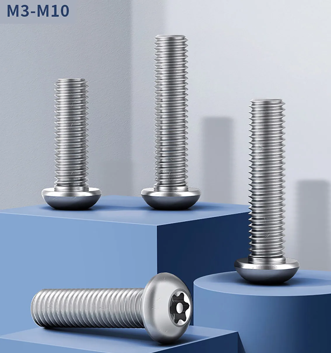 Cabeza redonda Torx M3-M10 con Pin, tornillos de seguridad antirrobo, cabeza de botón de seis lóbulos de acero inoxidable 304, pernos a prueba de manipulaciones