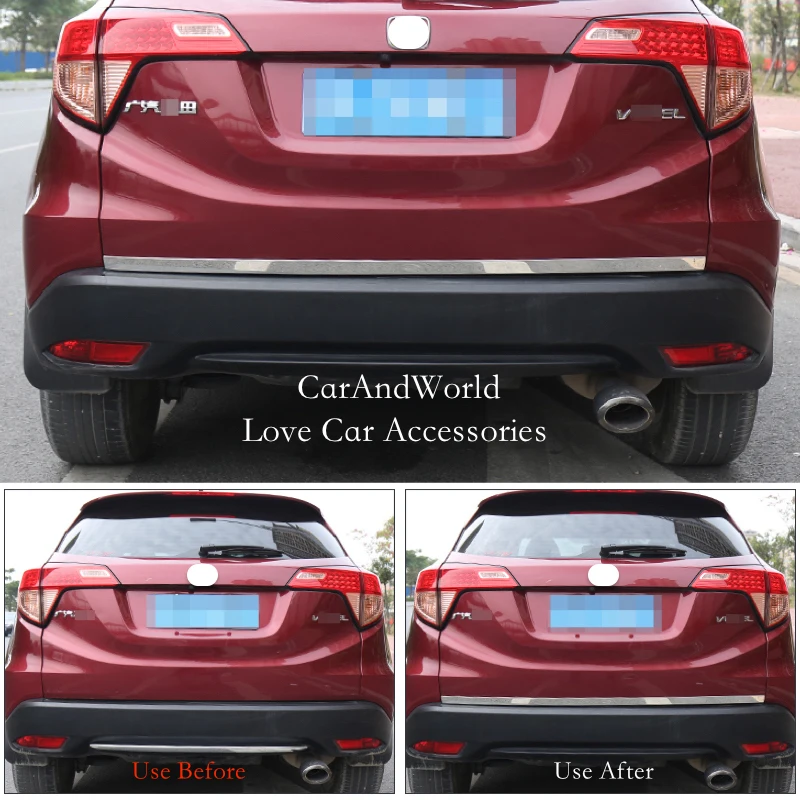 

Задняя Крышка багажника из нержавеющей стали, крышка багажника, задняя дверь, край бампера, полоса, Обложка, Обложка для Honda HRV HR-V Vezel 2014-2021, автомобильные аксессуары